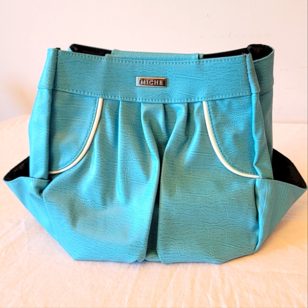 Miche Kris Purse Cover, Blue with White Piping